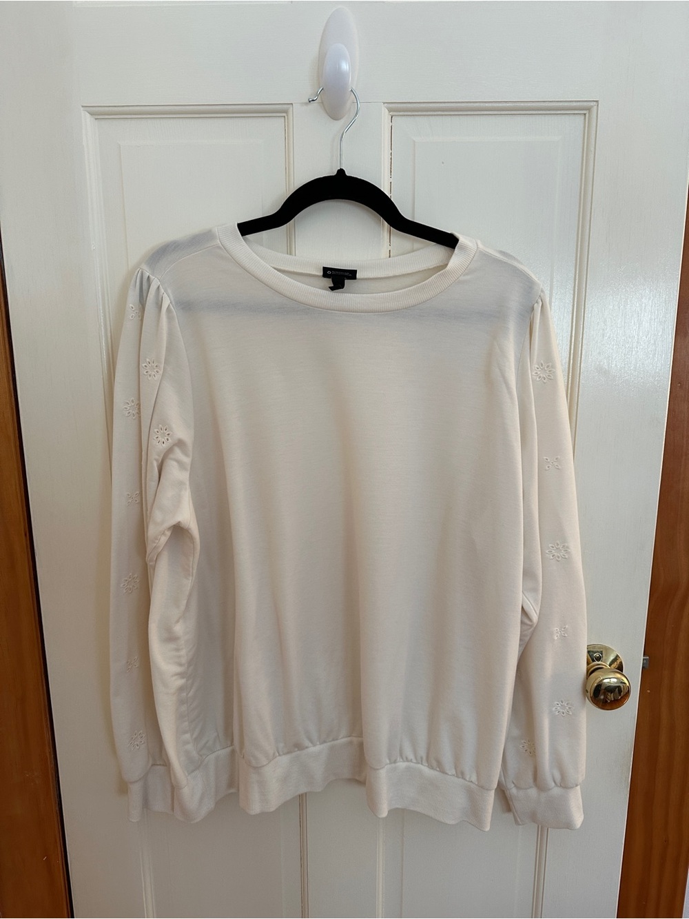 Torrid Eyelet Sleeve Sweatshirt Cream Size 2
